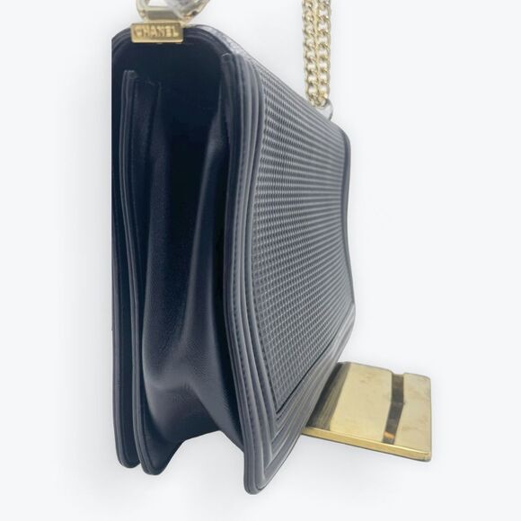 Auth Chanel Navy Blue Limited Edition Boy Flap Large New Cube Shoulder Bag - Picture 9 of 16